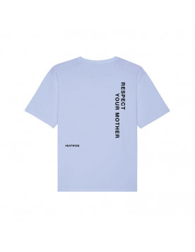 T-shirt mixte bleu Respect Your Mother en coton BIO